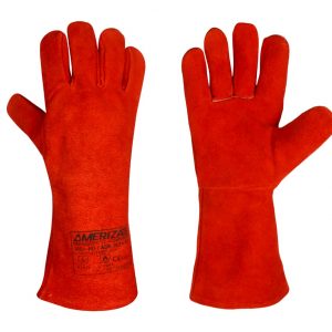 Red Leather Welding Glove without Piping