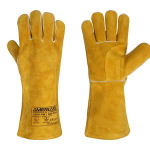 Yellow Leather Welding Glove, Hockey Palm